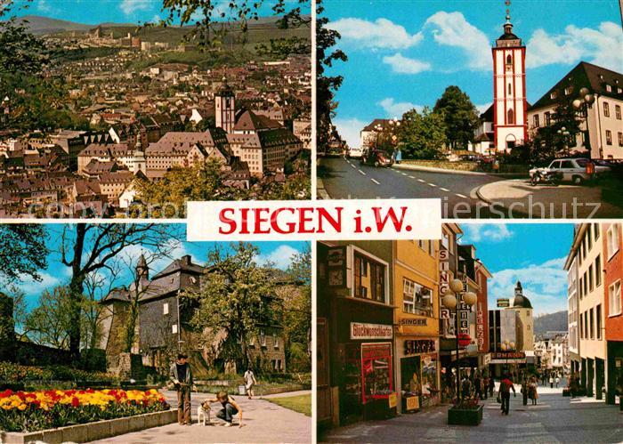 Siegen Westfalen Oberstadt gegen Weidenau Marktplatz Rathaus Kirche Schloss Gart