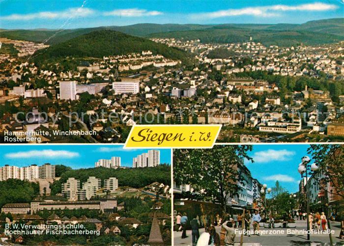 Siegen Westfalen Fliegeraufnahme Hochhaeuser Fischbacherberg Fussgaengerzone Bah