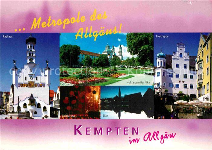 Kempten Allgaeu Rathaus Hofgarten Basilika Freitreppe Iller Lichtfest