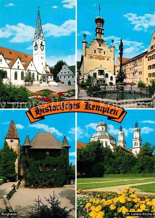 Kempten Allgaeu St Mang Kirche Rathaus Brunnen St Lorenz Kirche Burghalde