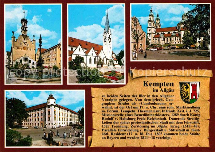 Kempten Allgaeu Rathaus Brunnen Kirche Residenz Geschichte