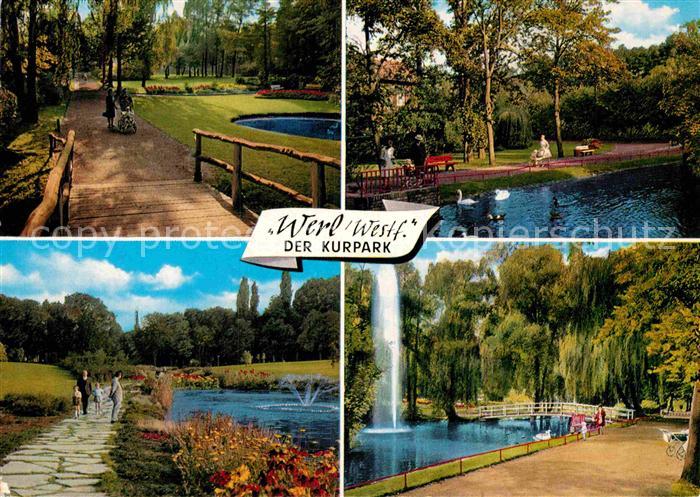 Werl Westfalen Kurpark Promenade Schwanenteich Fontaene