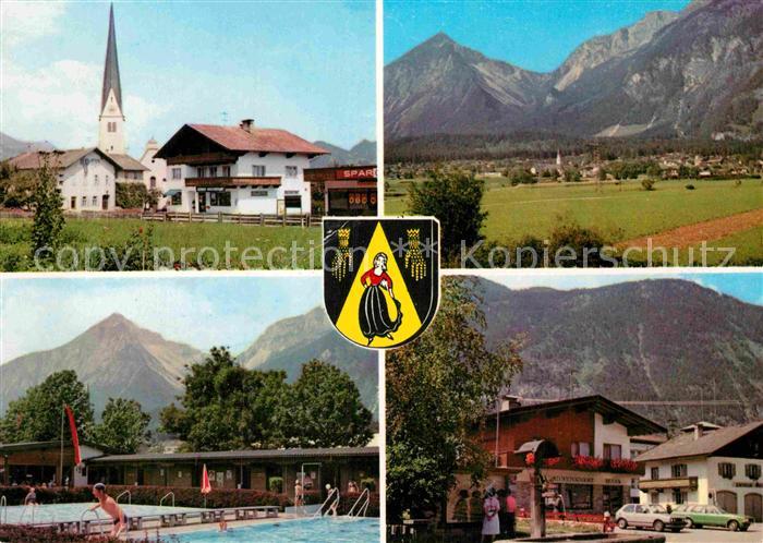 Muenster Tirol Kirche Panorama Schwimmbad Dorfmotiv