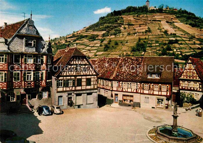 Heppenheim Bergstrasse Marktplatz mit Ruine Starkenburg