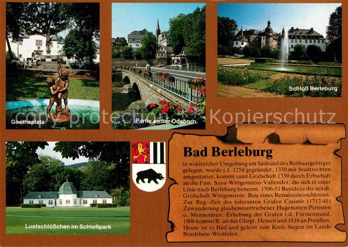 Bad Berleburg Goetheplatz Partie an der Odeborn Schloss Berleburg Lustschloessch