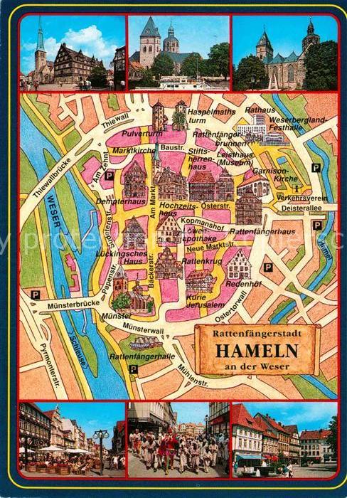 Hameln Weser Marktkirche Schiffsanlegestelle Muenster St Bonifatius Osterstrasse