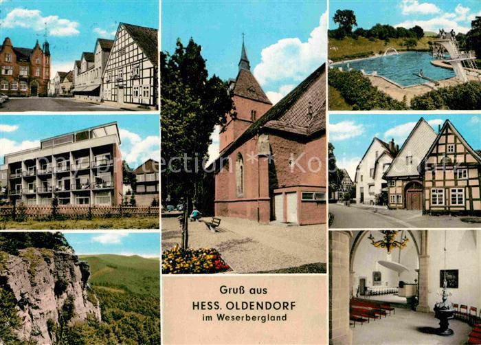 Hessisch Oldendorf Orts und Teilansichten Schwimmbad Kirche Fachwerkhaeuser