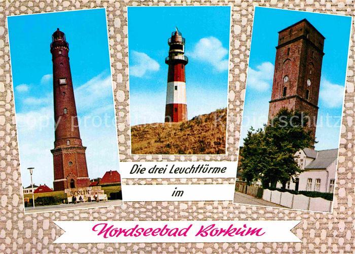 BORKUM Nordseebad Niedersachsen Neuer Alter und Elektrischer Leuchtturm