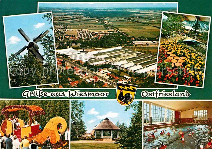 Wiesmoor Muehle Fliegeraufnahme Blumengemeinde Pavillon Hallenbad