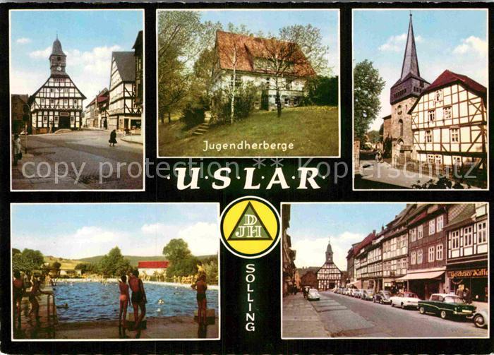 Uslar Solling Jugendherberge Kirche Schwimmbad Strassenpartie
