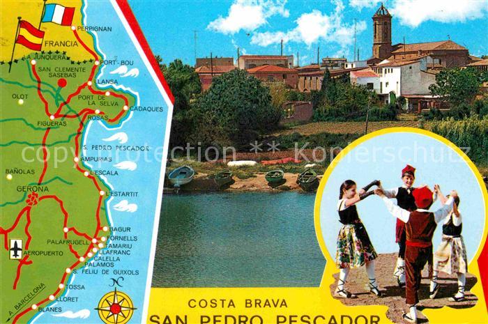 San Pedro Pescador Teilansicht Trachtengruppe Gebietskarte