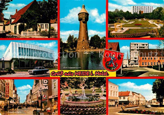 Heide Holstein Klaus Groth Haus Kfz Meisterschule Friedrichstr Wasserturm Zeitbr