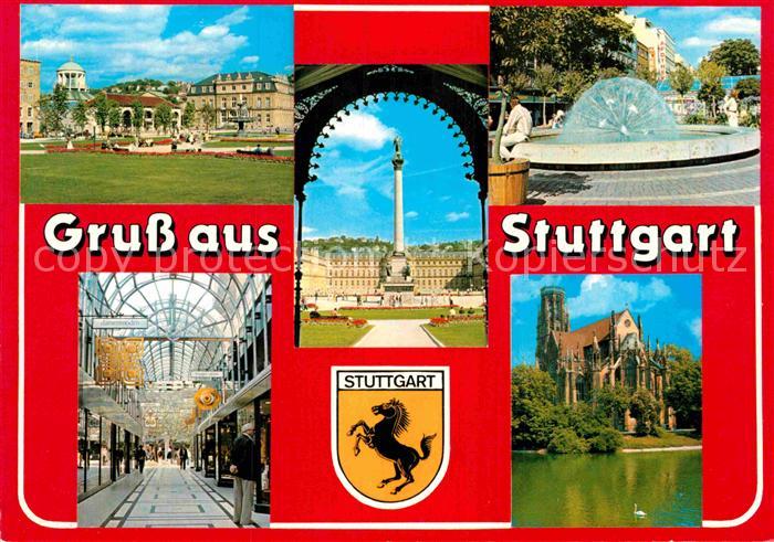STUTTGART  CITY Schlossplatz Calwer Passage Siegessaeule Pusteblumenbrunnen Joha