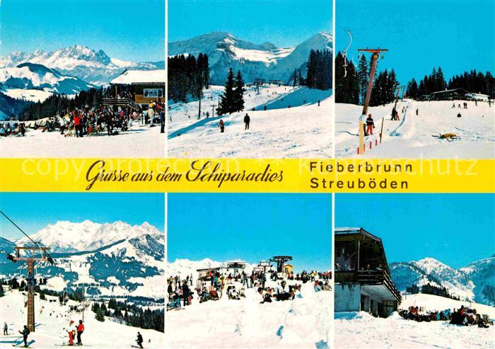 Fieberbrunn Tirol Gasthof Streuboeden Abfahrt Babylift Doppelsesselbahn mit Lofe