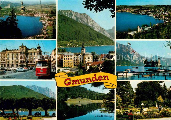 Gmunden Salzkammergut Seilbahn Panorama Rathaus Schloss Ort Laudachsee Park