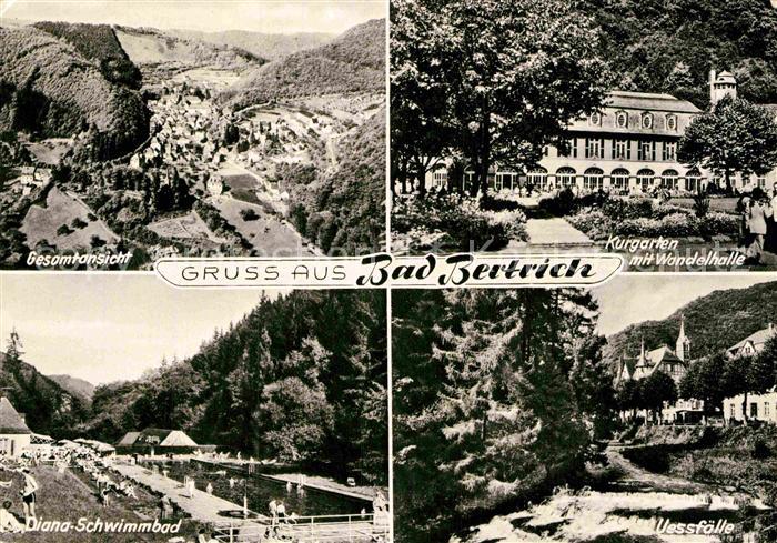 Bad Bertrich Panorama Kurgarten mit Wandelhalle Diana Schwimmbad Vessfaelle