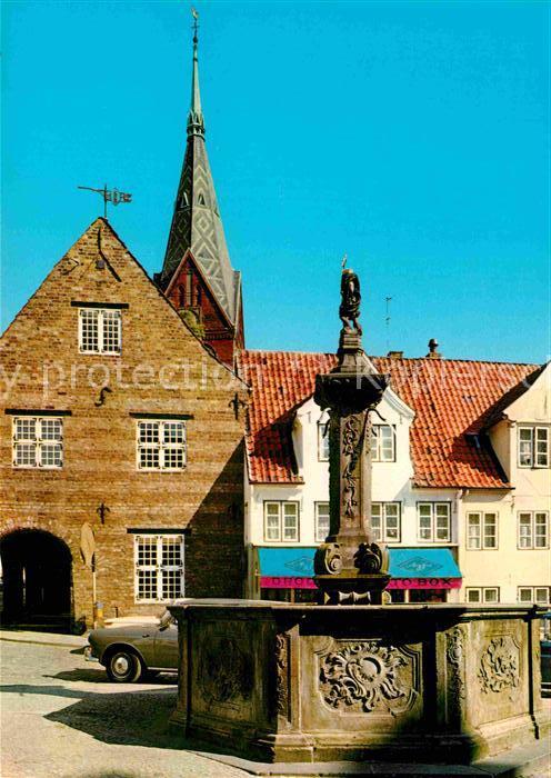 Flensburg Nordermarkt und Neptunsbrunnen