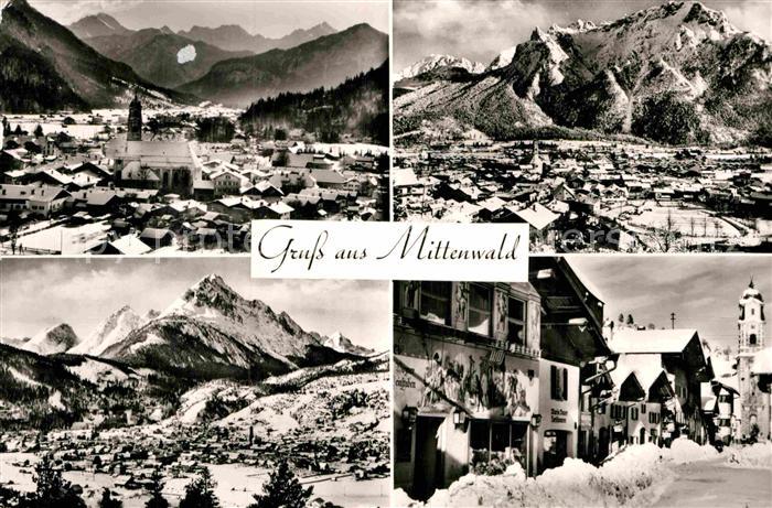 Mittenwald Bayern Fliegeraufnahme Ortspartie im Winter