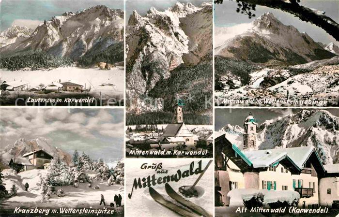 Mittenwald Bayern Ortspartie mit Karwendel Wetterstein Kranzberg