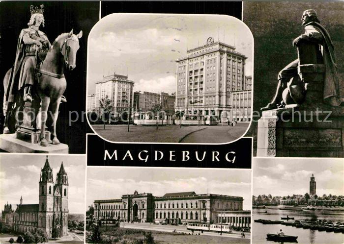 MAGDEBURG  CITY Elbepartie Kirche Strassenbahn Denkmaeler