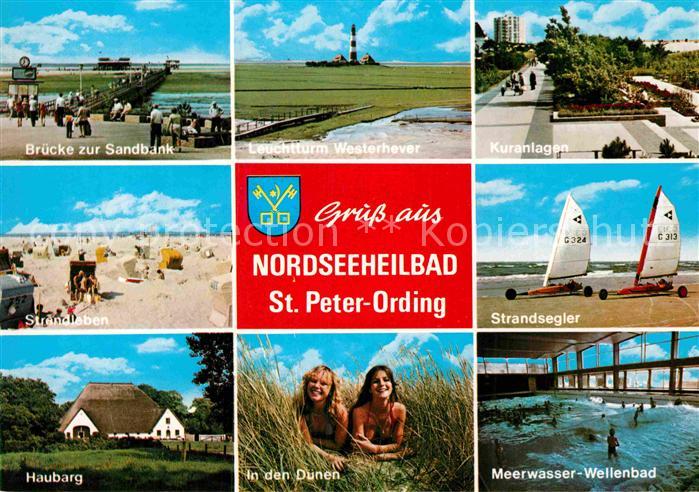 St Peter-Ording Bruecke Sandbank Leuchtturm Westerhever Kuranlagen Strand Haubar