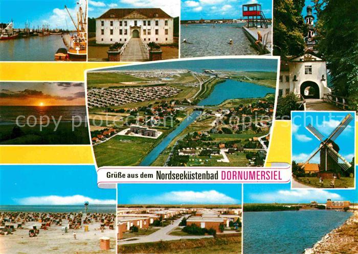 Dornumersiel Fliegeraufnahme Hafen Windmuehle Strand