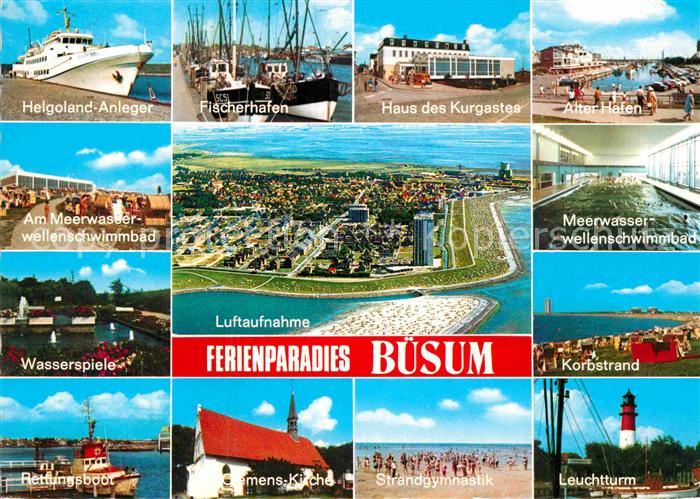 Buesum Nordseebad Fischerhafen Hafen Wellenschwimmbad Strand Leuchtturm