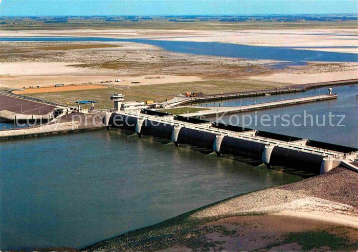 Vollerwiek Fliegeraufnahme Eidersperrwerk zwischen Hundeknoell und Vollerwiek