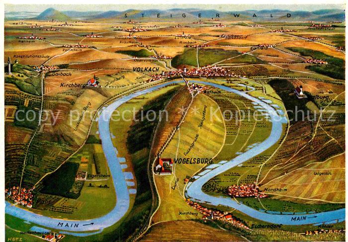 Vogelsburg Volkach Panoramakarte mit Mainschleife