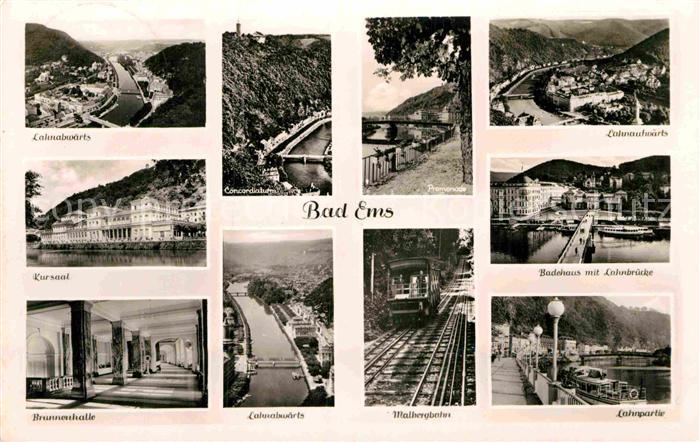 Bad Ems Lahnpartie Promenade Kursaa Brunnenhalle Walbergbahn Badehaus Lahnbrueck
