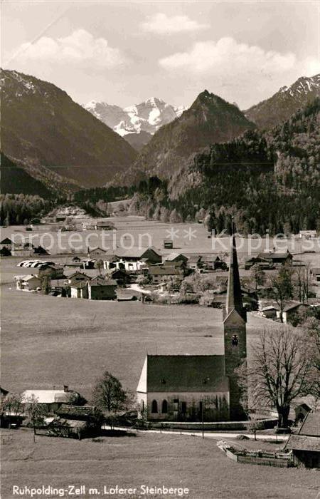 Zell Ruhpolding mit Kirche und Loferer Steinberge