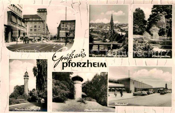 Pforzheim Industriehaus Nagold Enz Stadtgarten Wassertuerme Hachelturm Bahnhof