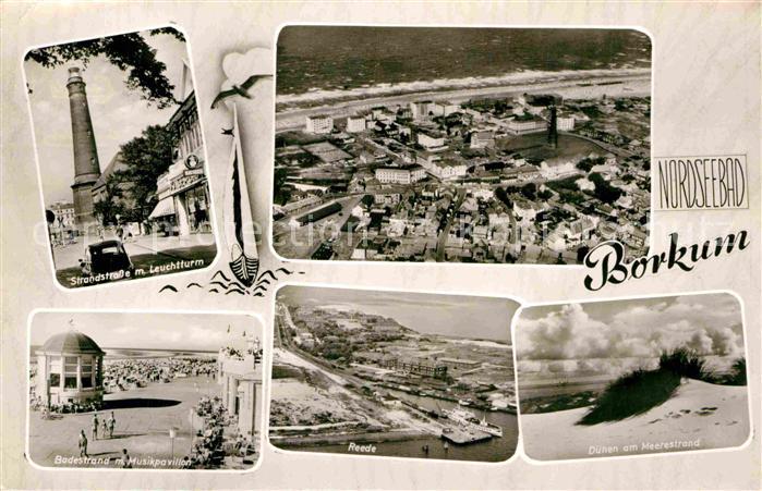 BORKUM Nordseebad Niedersachsen Strandstrasse Fliegeraufnahme Badestrand mit Mus