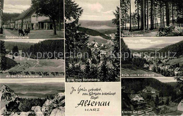 Altenau Harz Damenkapelle Schwefelquelle Rotenbergblick Dammgraben Kunstbergblic