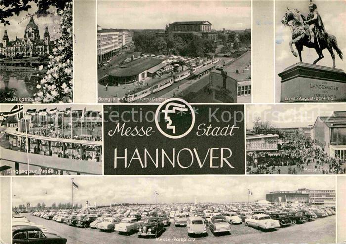 HANNOVER  CITY Neues Rathaus Georgstrasse Cafe Kroepcke Ernst Aug Denkmal Messeg