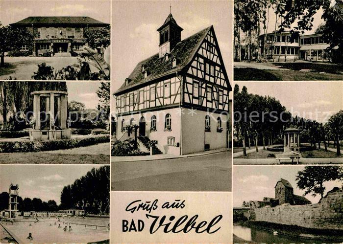 Bad Vilbel Teilansicht Fachwerkhaus Schwimmbad
