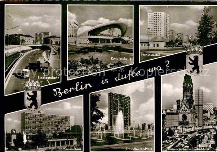 BERLIN  CITY Stadtautobahn Kongresshalle Hansaviertel Corbusier Haus Ernst Reute