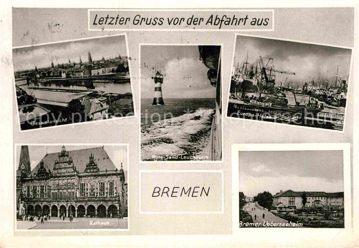 BREMEN  CITY Gesamt Rote Sand Leuchtturm Europa Hafen Rathaus ueberseeheim