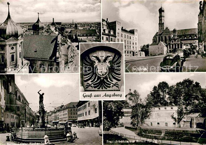 Augsburg Perlachblick Wappen St Ulrich Buergermeister Fischer Str Freilichtbuehn