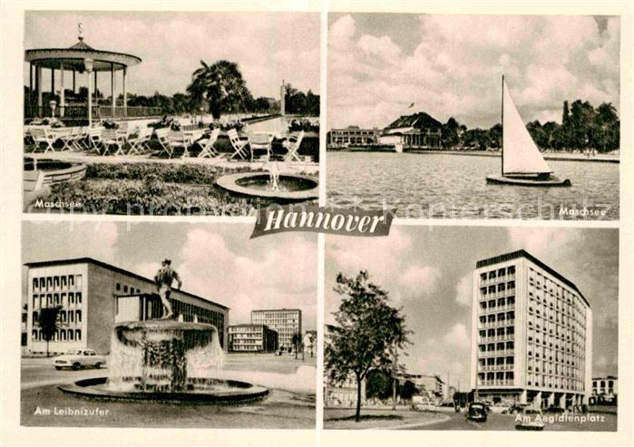 HANNOVER  CITY Maschseepartien Leibnitzufer Brunnen Aegidienplatz