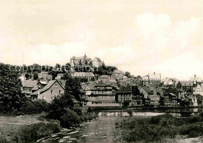 Marburg Lahn Lahnpartie mit Schloss