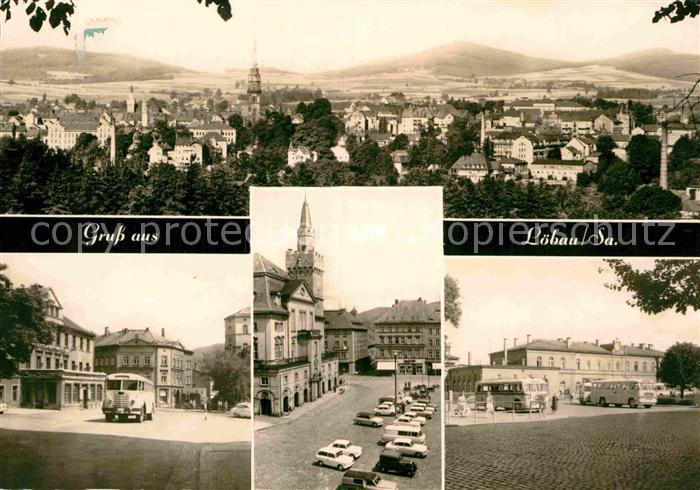 Loebau Sachsen Panorama HOG Oberl Hof Platz der Befreiung Bahnhof