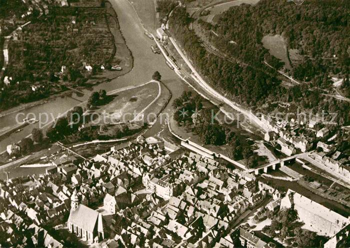 Hann. Muenden Fliegeraufnahme Zusammenfluss von Werra und Fulda