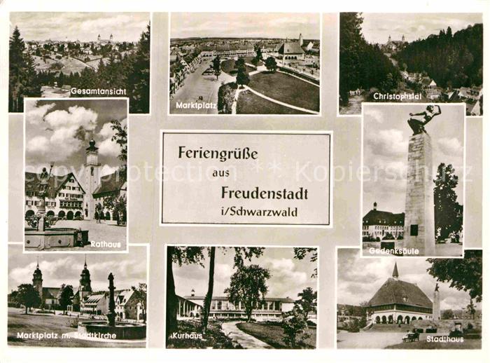 FREUDENSTADT BW Gesamtansicht Marktplatz Christophstal Rathau Gedenksaeule Markt