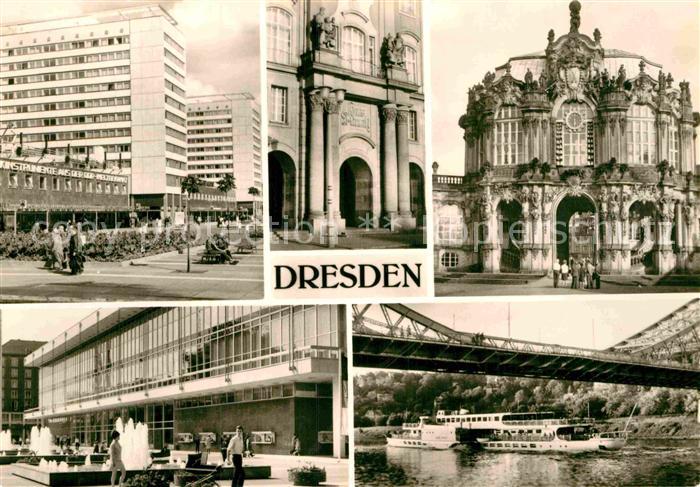DRESDEN Elbe Prager Str Haus Altmarkt Zwinger Ostportal Kulturpalast Das blaue W