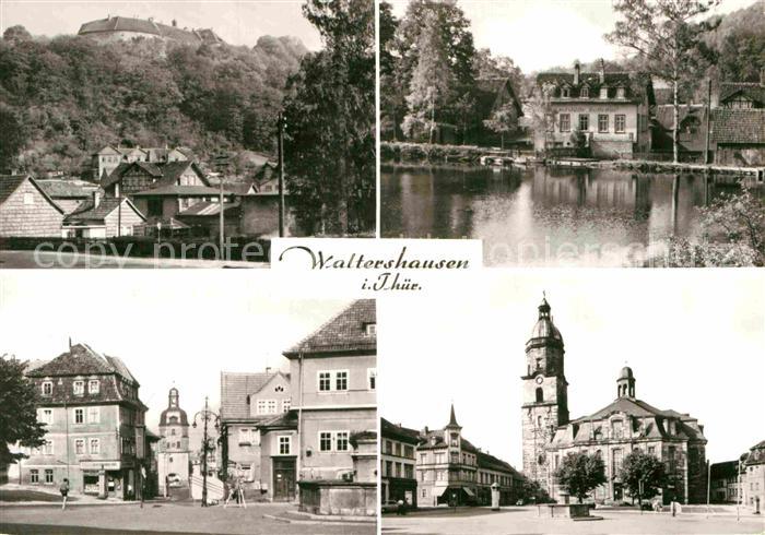 Waltershausen Gotha Schloss Tenneberg Gaststaette Bellevue Markt mit Nikolaustor