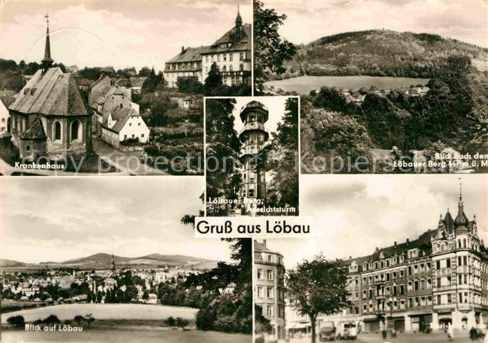 Loebau Sachsen Krankenhaus Aussichtsturm Loebauer Berg Panorama