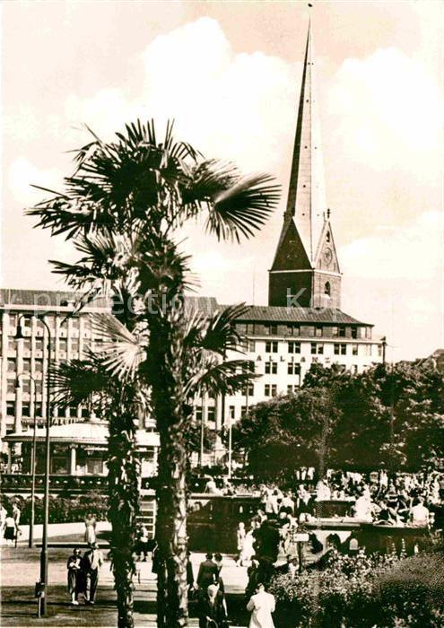 HAMBURG  CITY Jungfernstieg mit Petrikirche