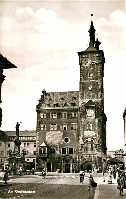 WueRZBURG Bayern Vierroehrenbrunnen Rathaus