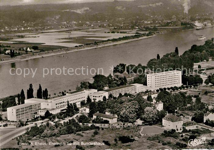 Bonn Rhein Fliegeraufnahme Rheinpartie Bundeshaus